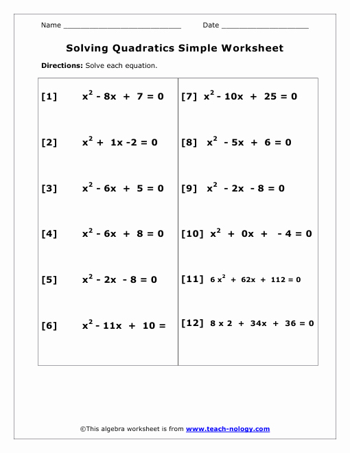 50 Using the Quadratic formula Worksheet | Chessmuseum Template Library