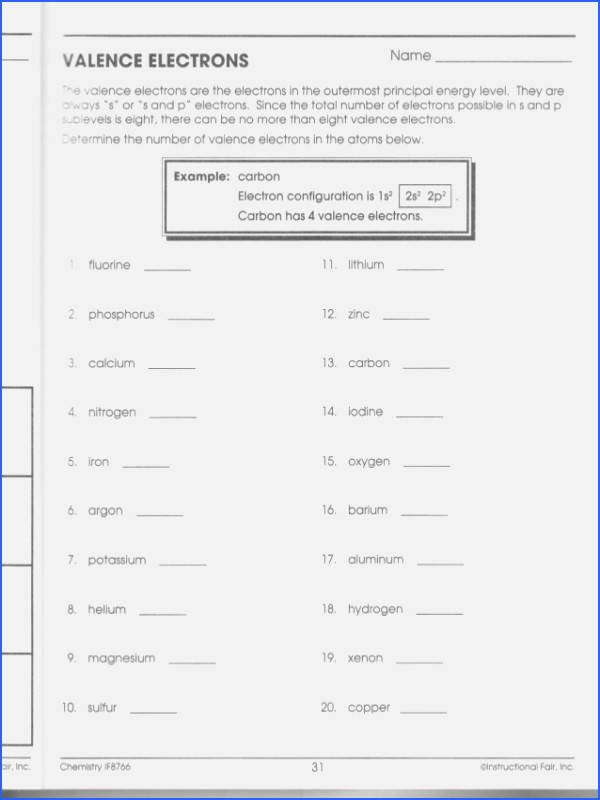 50 Valence Electrons Worksheet Answers