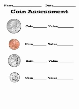 Values Of Coins Worksheet Elegant Coin Identification assessment