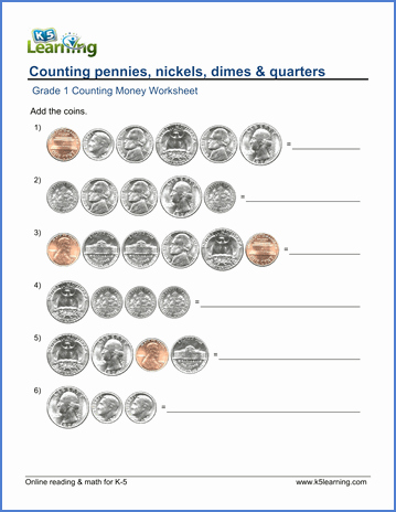Values Of Coins Worksheet Inspirational Grade 1 Counting Money Worksheet Pennies Nickels Dimes