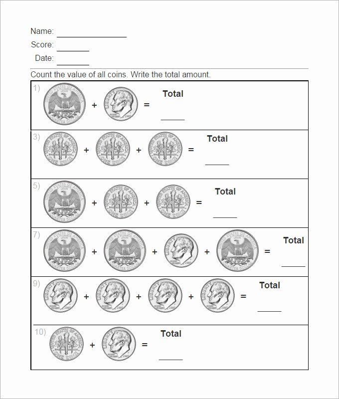 Values Of Coins Worksheet Unique 20 Sample Kids Money Worksheet Templates