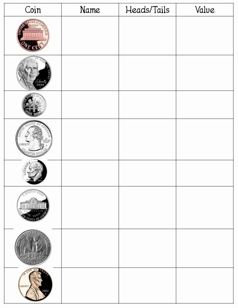 Values Of Coins Worksheet Unique 30 Identifying Coins and Coin Values Worksheets