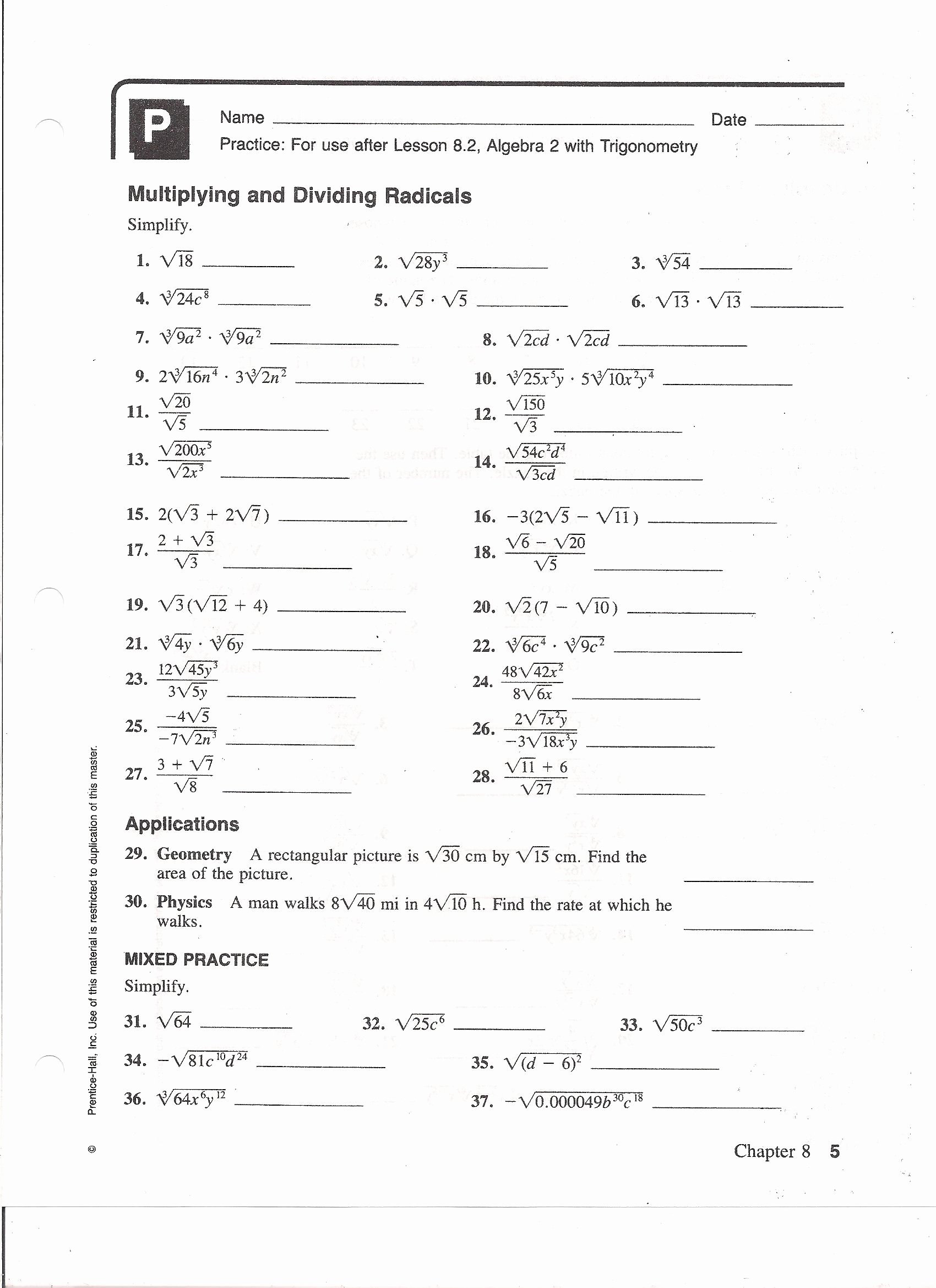 Variables and Expressions Worksheet Answers Awesome Simplifying Radical Expressions with Variables and