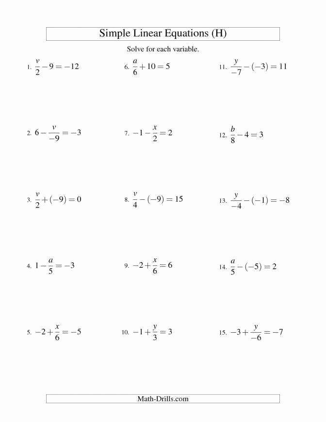 Variables and Expressions Worksheet Answers New solving Equations with Variables Both Sides Worksheet