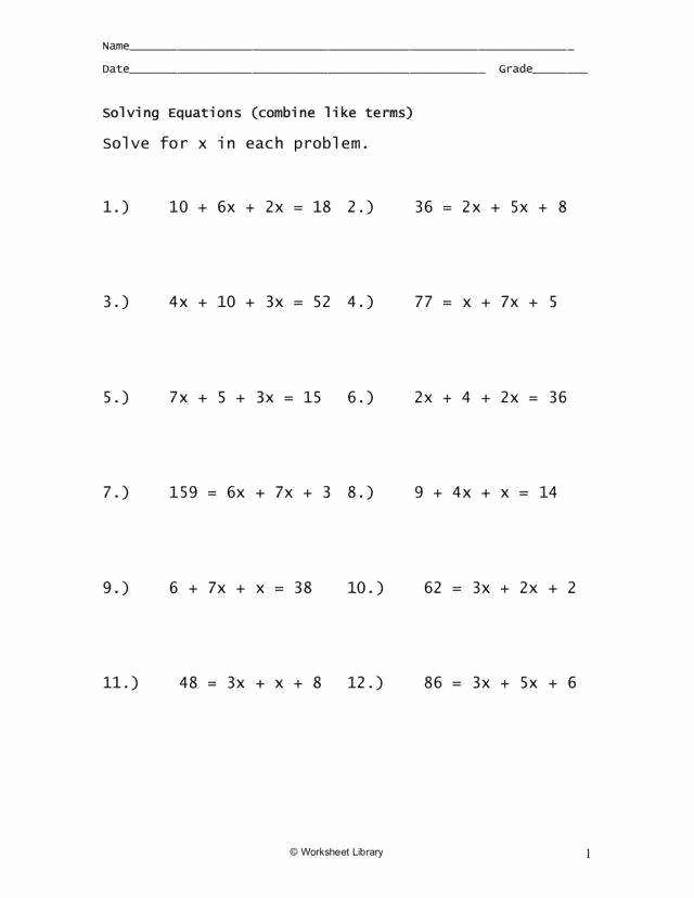 Variables On Both Sides Worksheet Awesome Equations with Variables Both Sides Worksheet
