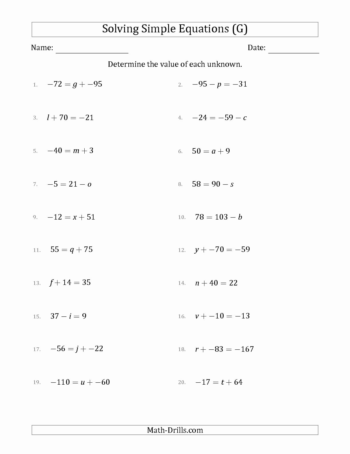 Variables On Both Sides Worksheet Best Of Equations with Variables Both Sides Worksheet