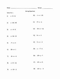 Variables On Both Sides Worksheet Lovely 14 Best Of Algebra 1 Step Equations Worksheets