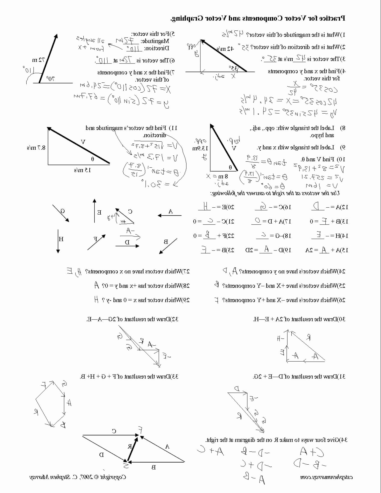 50 Vector Addition Worksheet With Answers