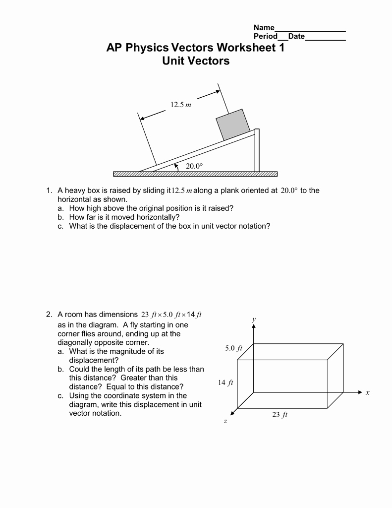 Vector Addition Worksheet with Answers Lovely Vector Worksheet Physics Math Worksheets Mr Alexander