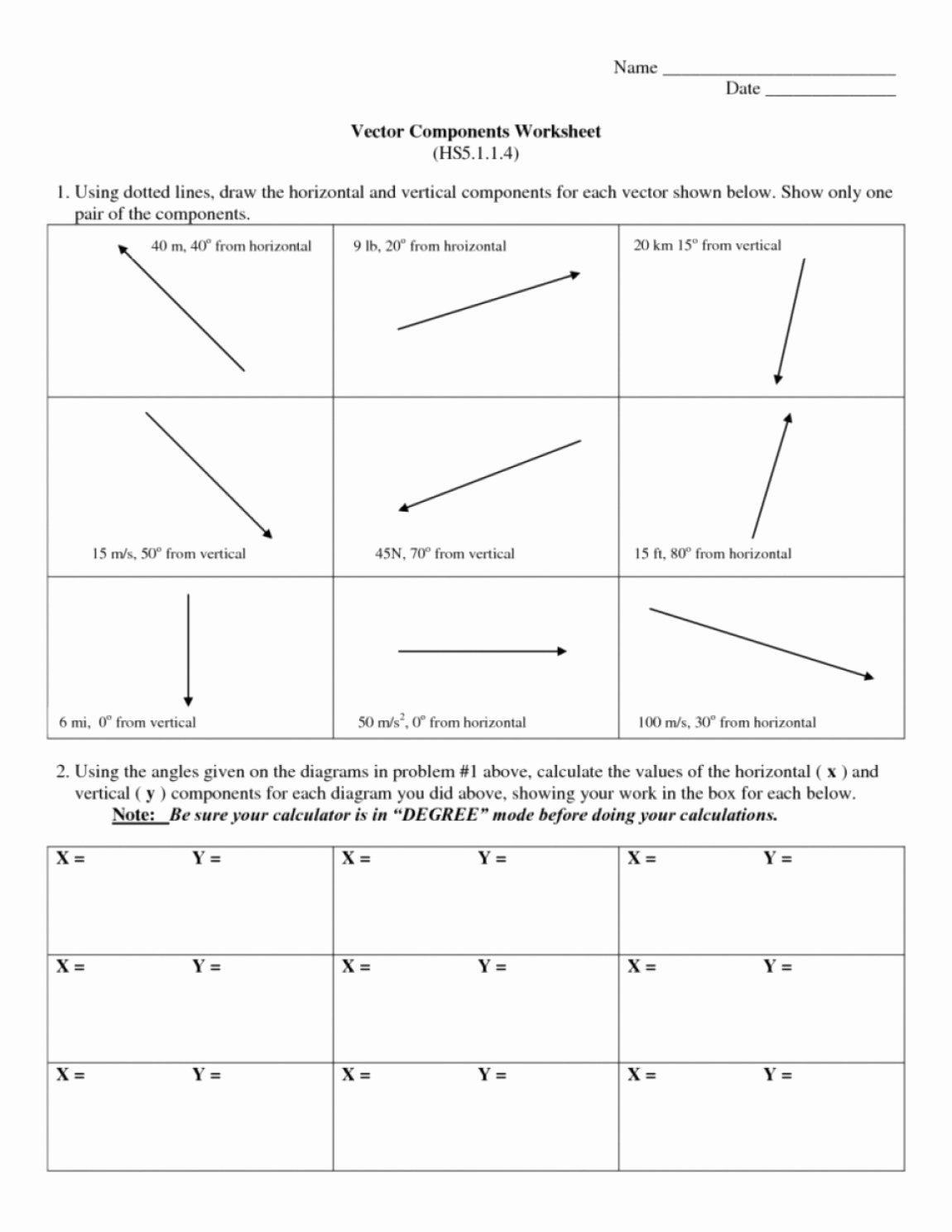 Vector Worksheet Physics Answers Inspirational Resultant Vector Worksheet with Answers