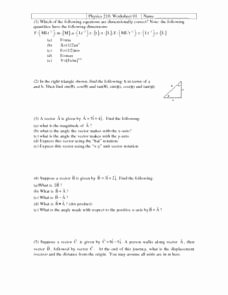 Vector Worksheet Physics Answers Lovely Physics 210 Worksheet 01 Vectors 10th 12th Grade