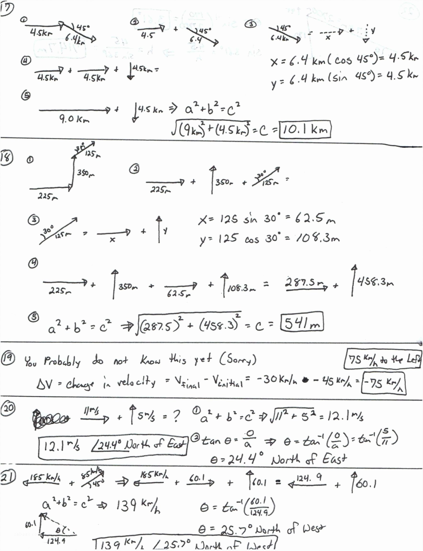 50 Vector Worksheet Physics Answers 