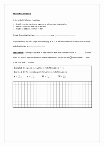 Vectors Worksheet with Answers Beautiful Levelled Vectors Worksheets by Rhemsley Uk Teaching