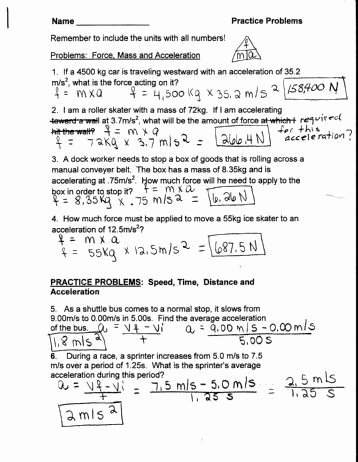 Velocity and Acceleration Calculation Worksheet Beautiful Speed Velocity and Acceleration Calculations Worksheet