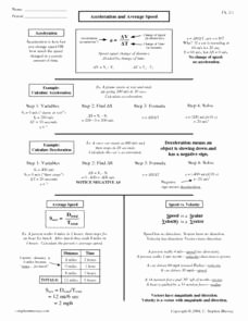 Velocity and Acceleration Calculation Worksheet Elegant Acceleration and Average Speed 9th 12th Grade Worksheet