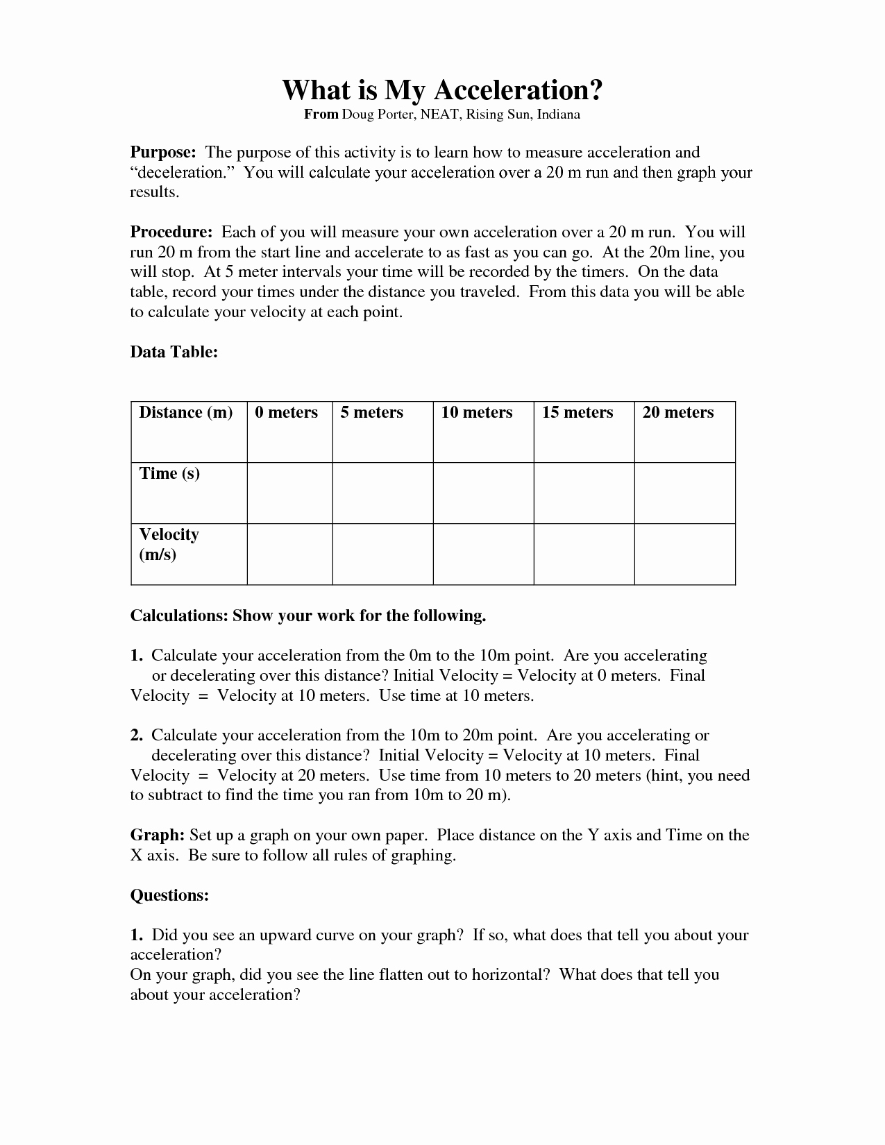 Velocity and Acceleration Calculation Worksheet Fresh Displacement Velocity and Acceleration Worksheet Answers