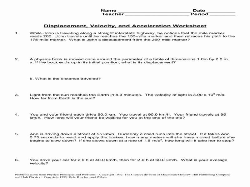 Velocity and Acceleration Worksheet Fresh Acceleration Worksheet