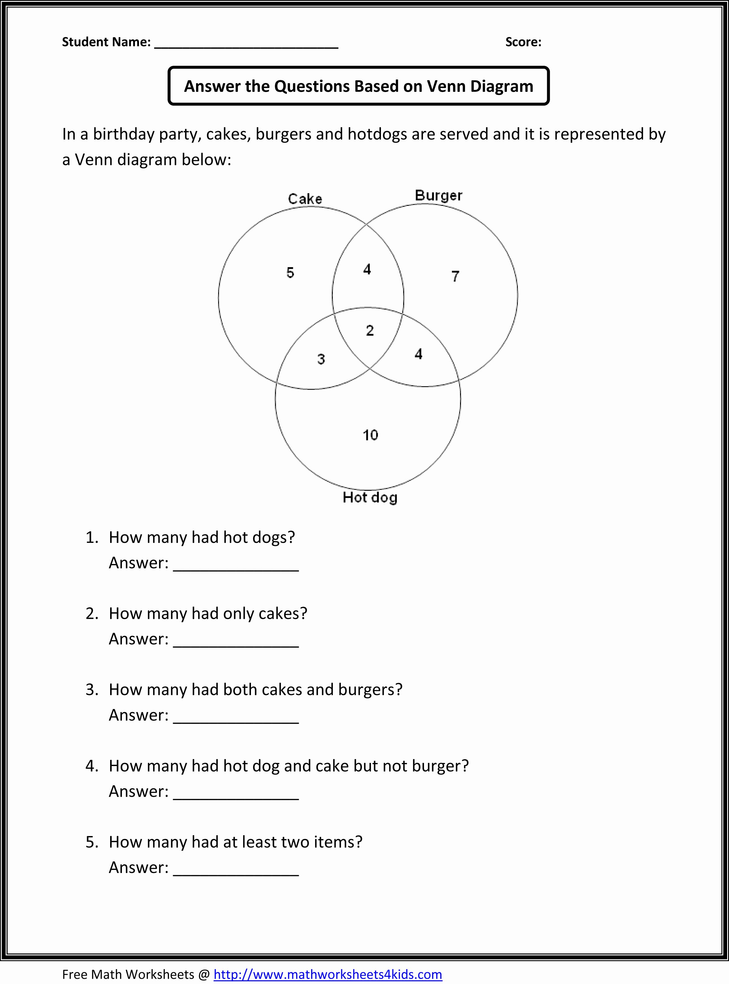 Venn Diagram Word Problems Worksheet Beautiful Fifth Grade Math Worksheets