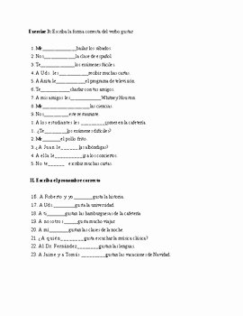 Verbs Like Gustar Worksheet Beautiful Gustar and Other Verbs Like Gustar Revised by Mary Ellen