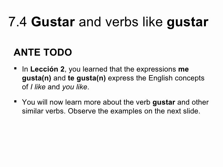 Verbs Like Gustar Worksheet Lovely 7 4 Verbs Like Gustar