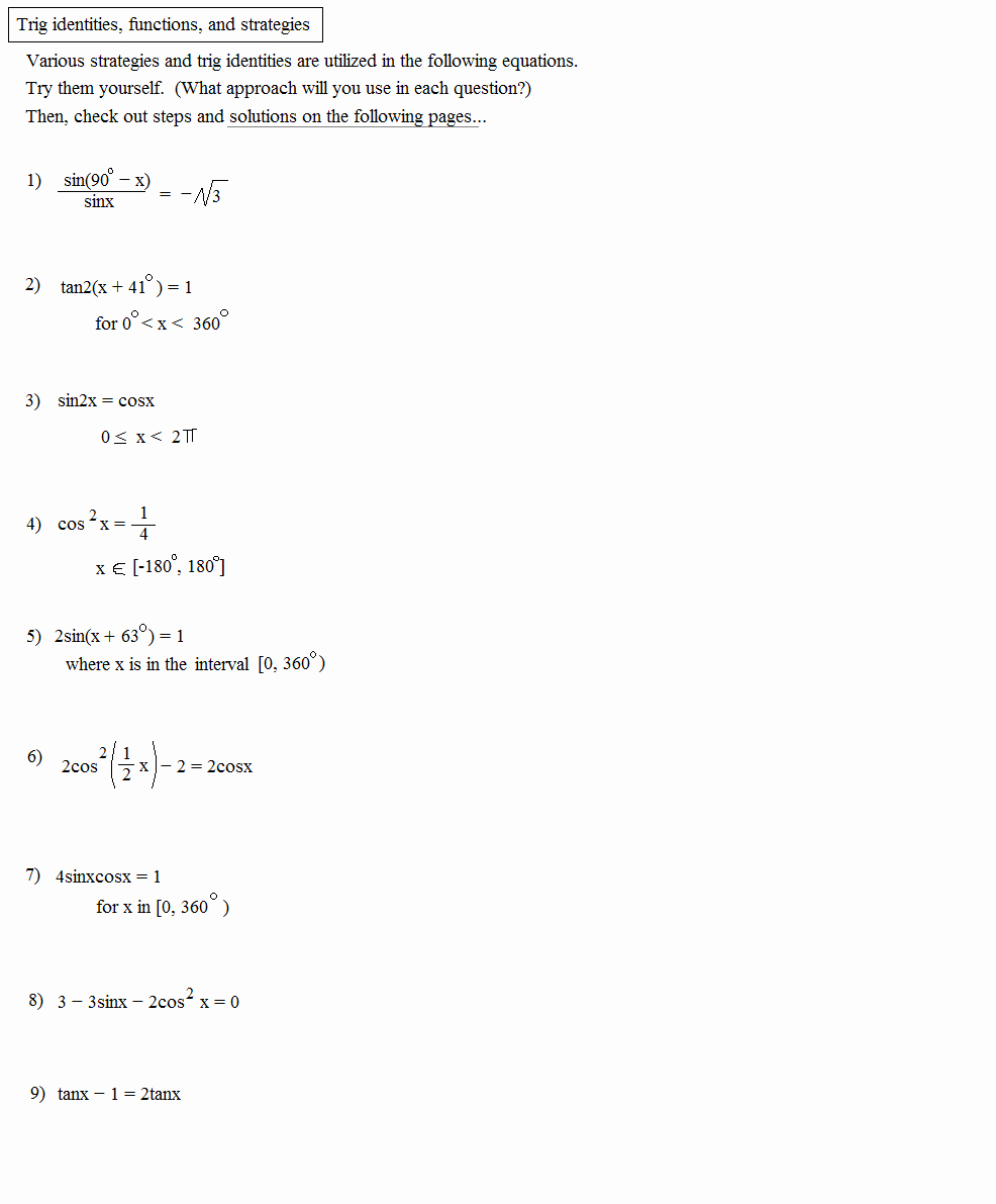 Verifying Trig Identities Worksheet Luxury Math Plane Trig Identities Iii solving and Graphing