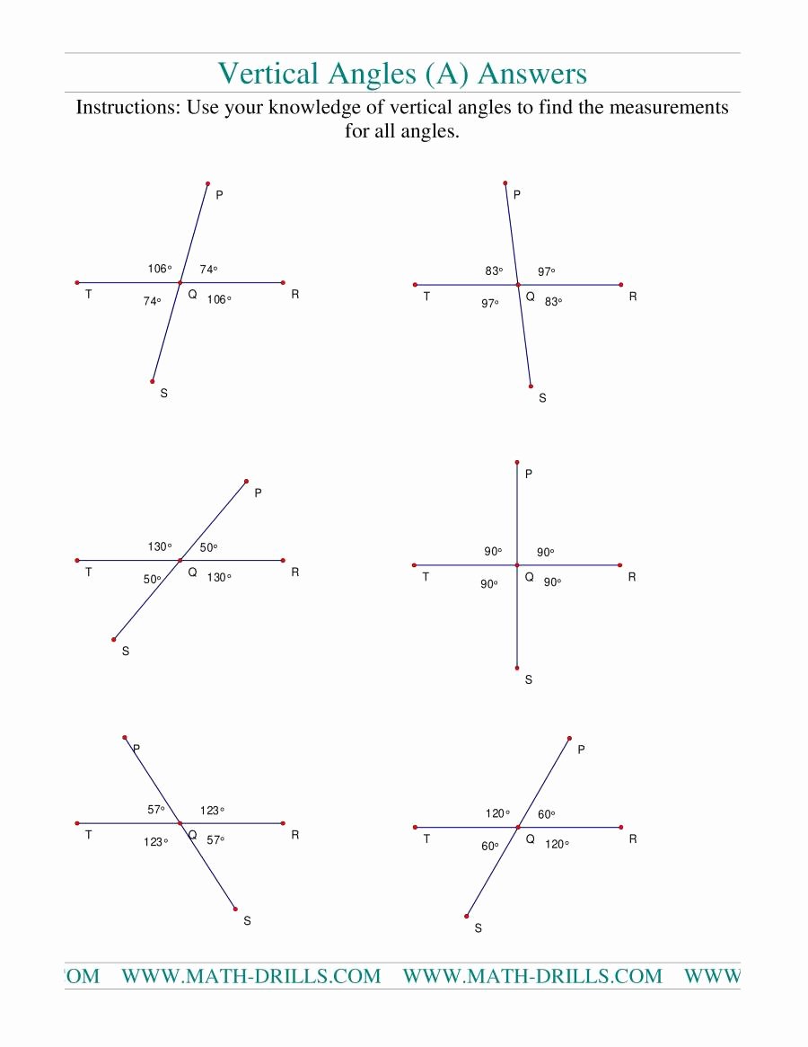 Vertical Angles Worksheet Pdf Beautiful Vertical Angles A