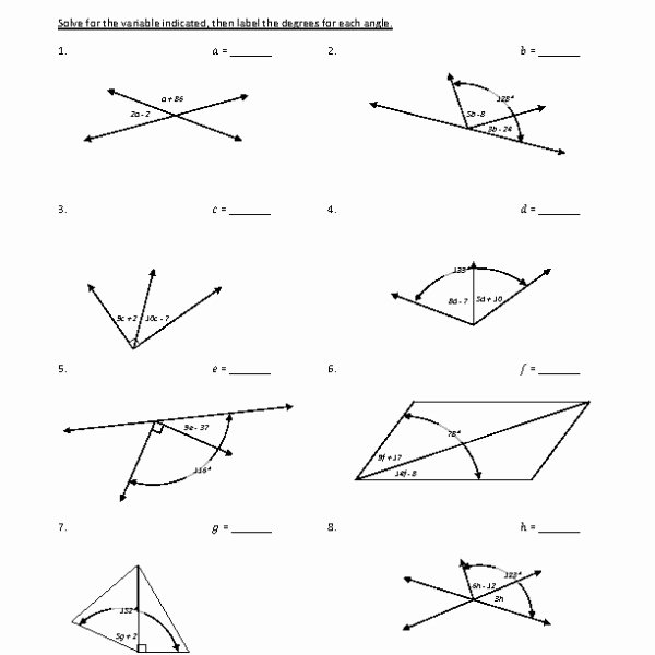50 Vertical Angles Worksheet Pdf