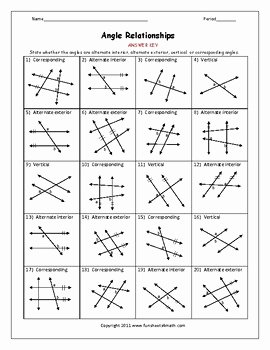 Vertical Angles Worksheet Pdf Unique Interior Exterior Vertical or Corresponding Angles