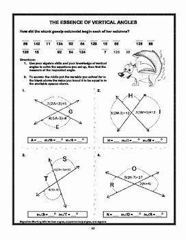 Vertical Angles Worksheet Pdf Unique &quot;the Essence Of Vertical Angles&quot; by Value Added Publishing