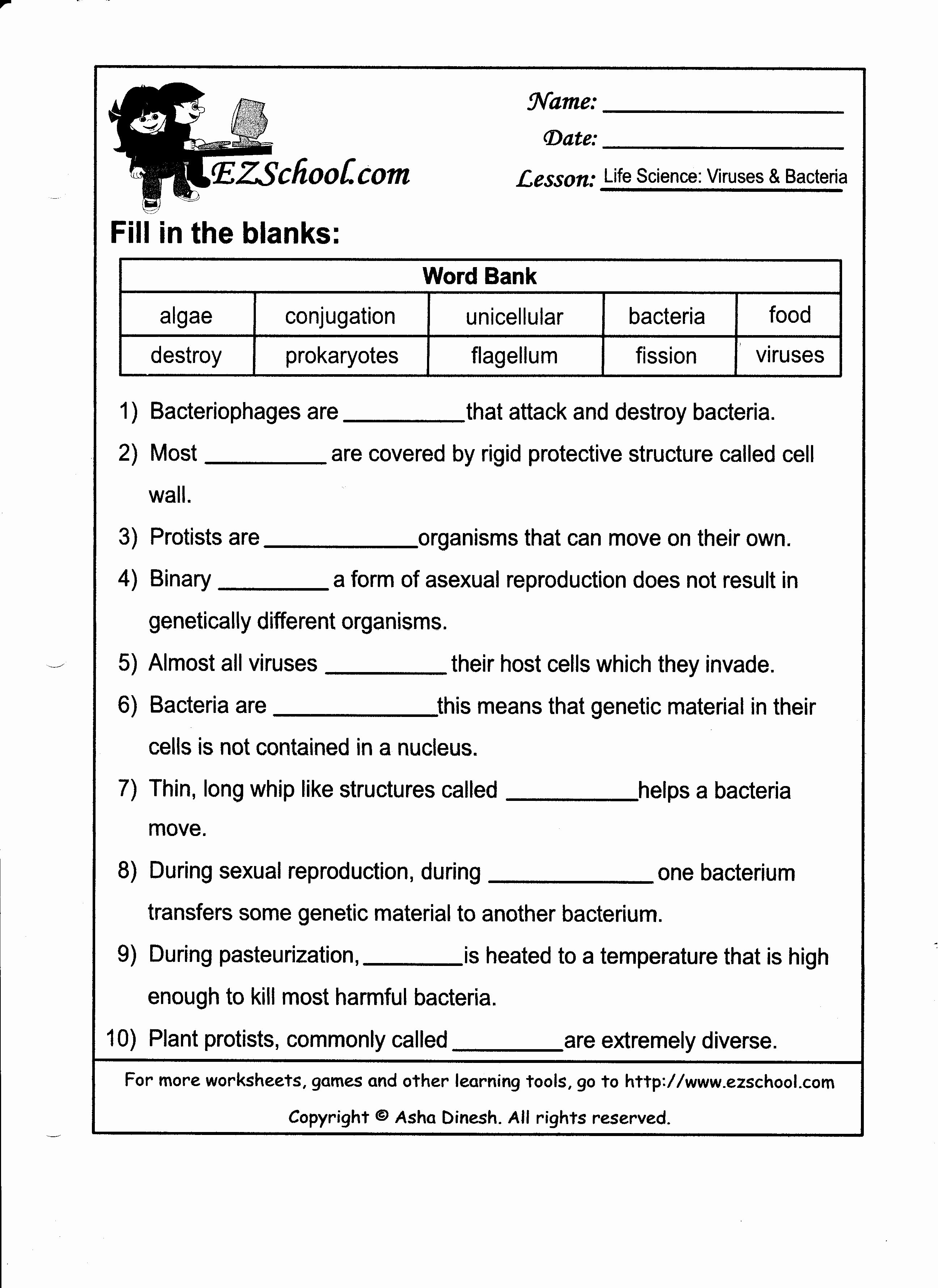 Virus and Bacteria Worksheet Answers Beautiful Week 11 Cell Biology Part 2