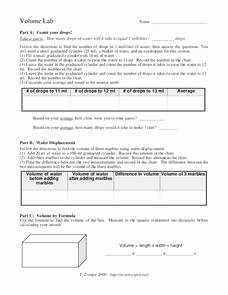 Volume by Water Displacement Worksheet Awesome Volume Water Displacement Lesson Plans &amp; Worksheets