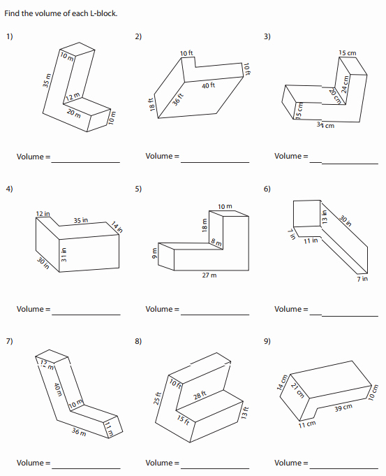 Composite Volume Worksheets 5th Grade