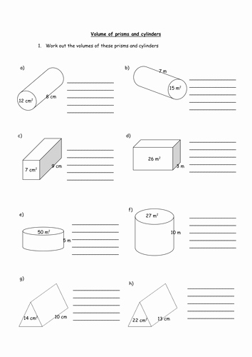 Volume Of Cylinders Worksheet Inspirational Finding the Volume Of Prisms and Cylinders by