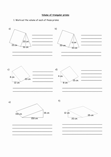 Volume Of Cylinders Worksheet Unique Finding the Volume Of Prisms and Cylinders by