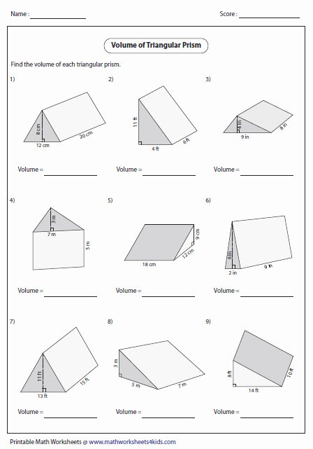 Volume Of Pyramids Worksheet Awesome Surface area Prisms and Cylinders Worksheet