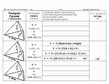 Volume Of Pyramids Worksheet Best Of Volume 13 Volume Of Triangular Pyramids and Base area