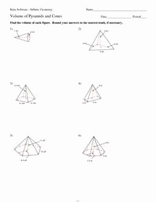 Volume Of Pyramids Worksheet Luxury Volume Of Pyramids and Cones 6th 9th Grade Worksheet