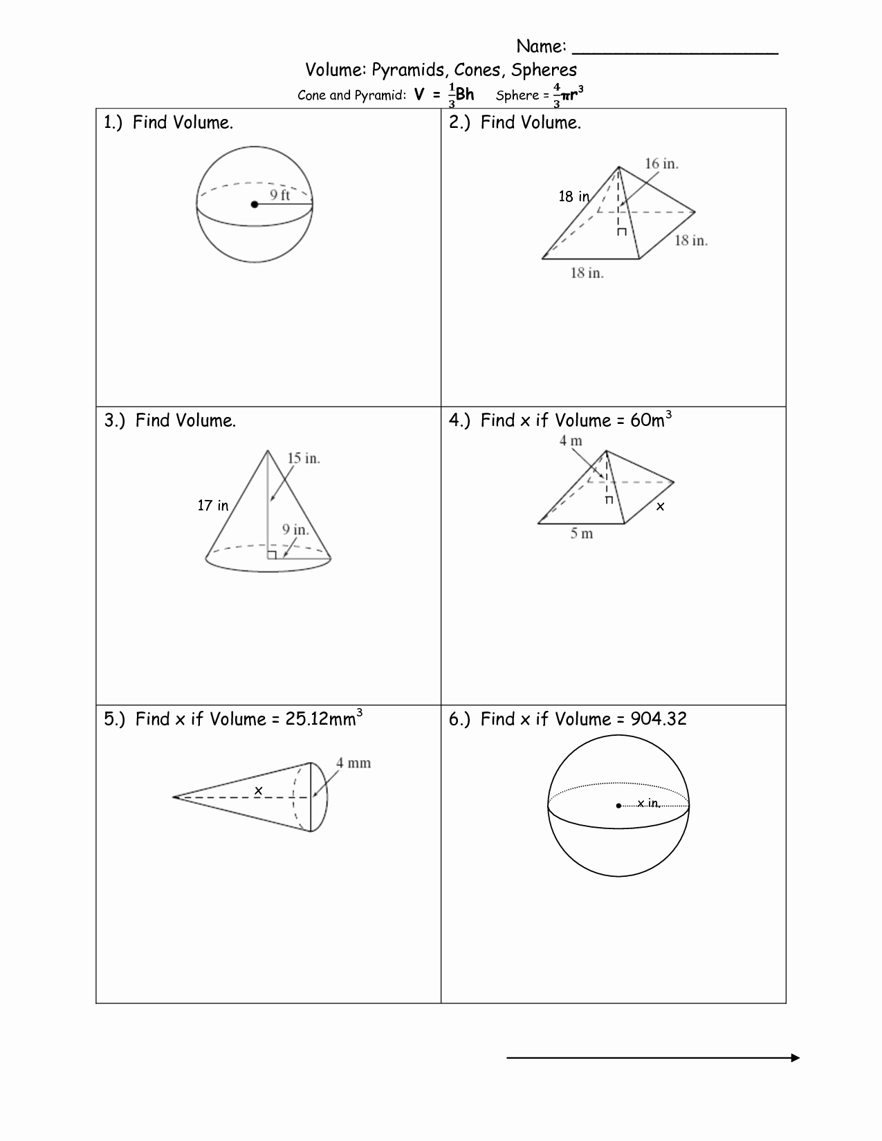 Volume Of Pyramids Worksheet Unique 16 Best Of Cone Cylinder and Sphere Worksheet