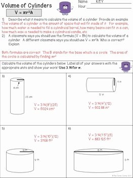 Volume Of Sphere Worksheet Beautiful Volume Of Cylinders Worksheets by the Clever Clover