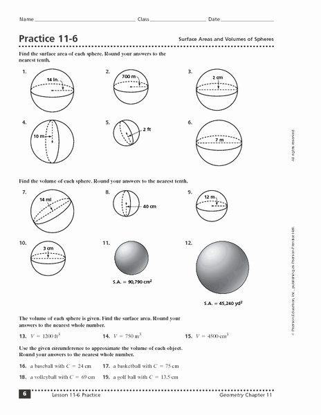 Volume Of Spheres Worksheet Best Of Volume Spheres Worksheet S Leafsea