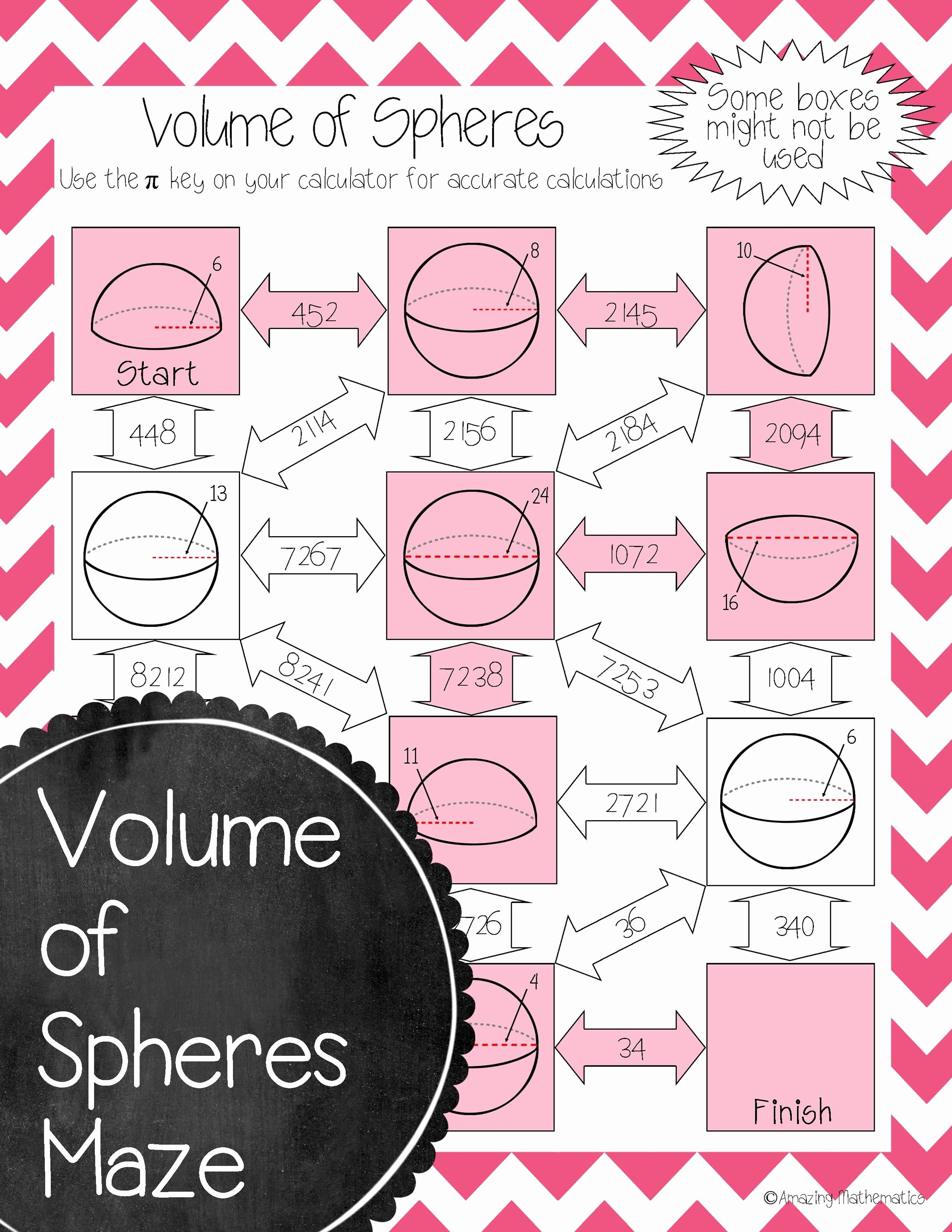 Volume Of Spheres Worksheet Luxury Volume Of Spheres Maze