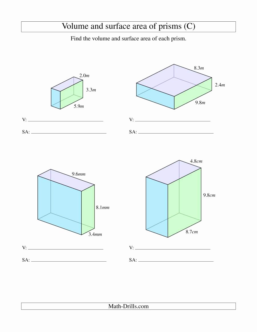Volume Rectangular Prism Worksheet Luxury Volume and Surface area Of Rectangular Prisms with Decimal