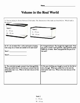 Volume Word Problems Worksheet Inspirational Real World Volume Problems by Autumn Hicks