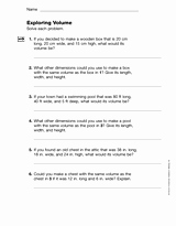 Volume Word Problems Worksheet Luxury Exploring Volume Gr 5 Printable 5th Grade