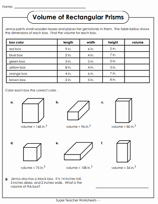 Volumes Of Prisms Worksheet Inspirational Volumes Of Rectangular Prisms Worksheets
