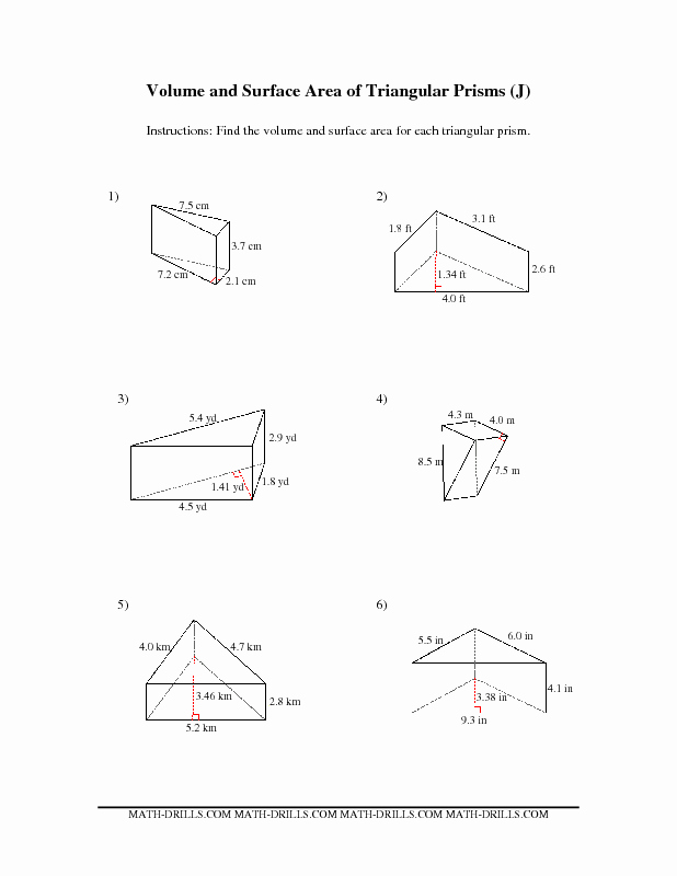 50 Volumes Of Prisms Worksheet
