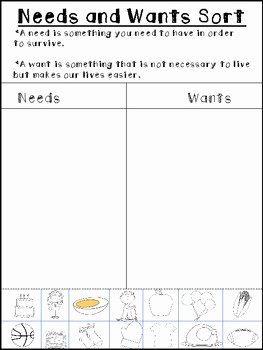 Wants and Needs Worksheet Unique Needs and Wants sort Freebie by Michele Olson