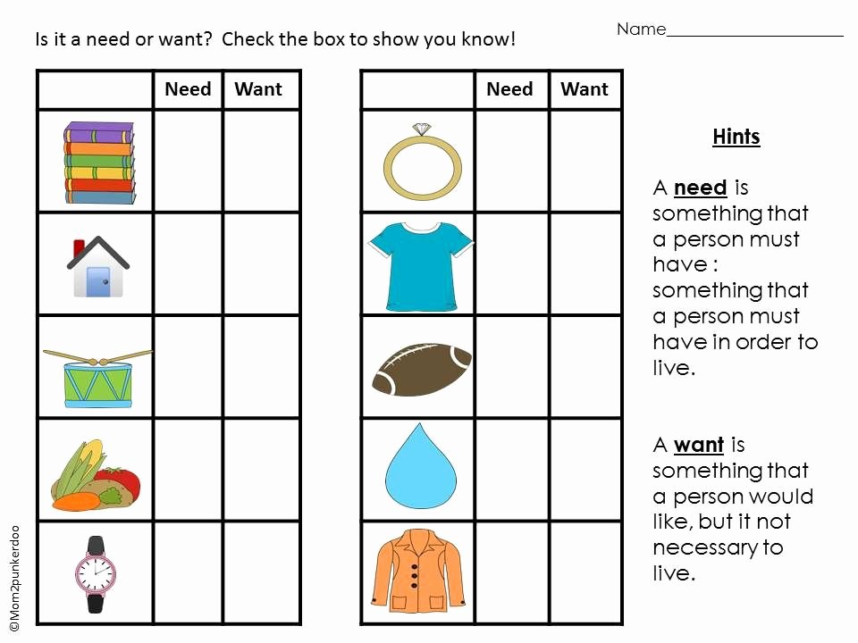 50 Wants Vs Needs Worksheet Chessmuseum Template Library