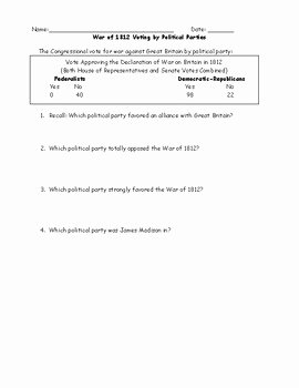 War Of 1812 Worksheet Fresh War Of 1812 Map and Chart Worksheet and Answer Key by Jmr