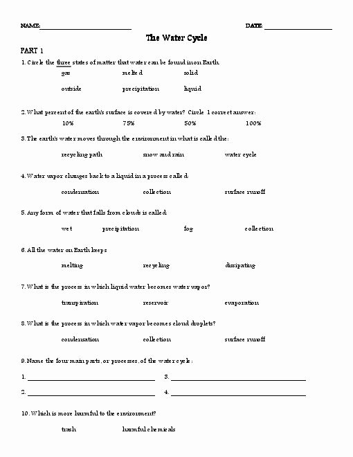 Water Cycle Worksheet Answer Key Awesome 14 Best Of 6th Grade Reading Prehension